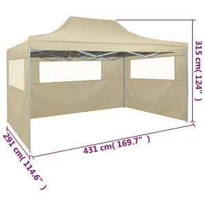 Berkfield Foldable Tent with 3 Walls 3x4.5 m Cream