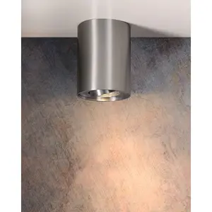 Lucide Tube Modern Surface Mounted Ceiling Spotlight 9,6cm - 1xGU10 - Satin Chrome