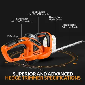 SuperHandy Hedge Trimmer 610mm 600W Corded 230V Lightweight Lawn and Garden Landscaping SKU:GEUT059