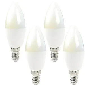 4x WiFi Colour Change LED Light Bulb 4.5W E14 Warm Cool White Mini Dimmable Lamp