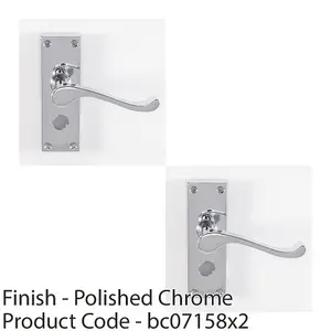 2 PACK - Victorian Scroll Bathroom Latch Door Handle - Polished Chrome Lever on Backplate