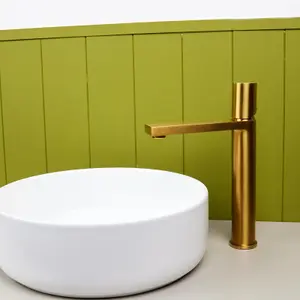 Flode Limingen High Rise Mono Basin Mixer Tap Brushed Gold