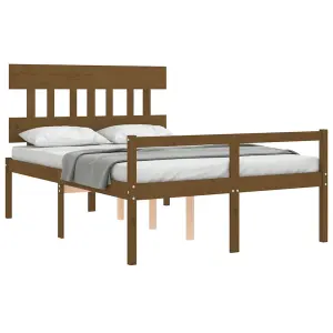 Berkfield Bed Frame with Headboard Honey Brown 140x190 cm Solid Wood