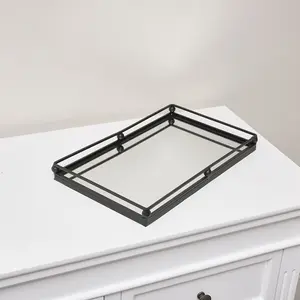 Melody Maison Black Rectangle Mirrored Display Tray