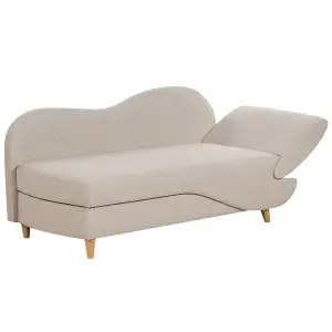 Right Hand Fabric Chaise Lounge with Storage Beige MERI II