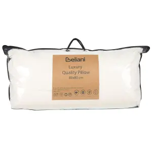 Bed Pillow FELDBERG Japara Cotton High 80 x 80 cm White