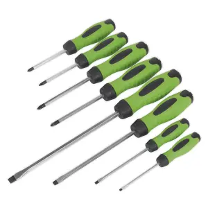 Sealey Screwdriver Set 8pc Hammer-Thru Hi-Vis Green HV002