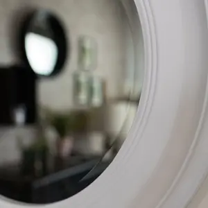 Melody Maison Round Vintage White Wall Mirror 60cm x 60cm