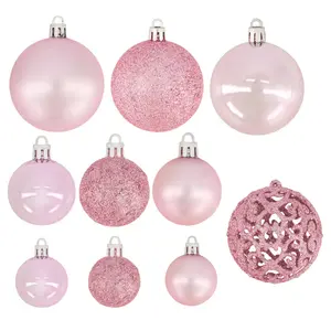 100 Piece Shatterproof Christmas Bauble Set Pink