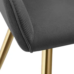 Dining Chair Marilyn - corduroy look, upholstered, armchair, continuous backrest - anthracite/gold