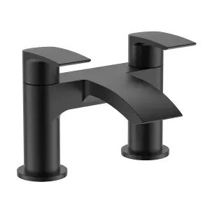 Nes Home Vago Contemporary Matte Black Deck Mounted Waterfall Bath Filler Tap