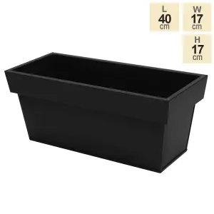 Primrose Zinc Edge Trough Outdoor Garden Planter in Black Small 40cm