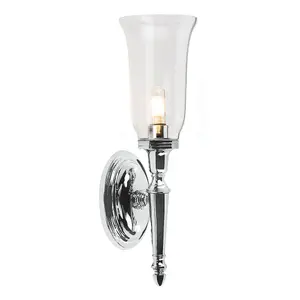 IP44 Wall Light Tall Clear Glass Shade LED Included Polished Chrome LED G9 3.5W