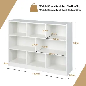 Costway 3 Tier 8 Cube Open Shelf Storage Cabinet Wood Bookshelf Display Shelf