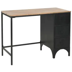 Berkfield Single Pedestal Desk Solid Firwood and Steel 100x50x76 cm