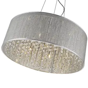 Luminosa Traditional Pendant Ceiling 7 Light Silver, Crystal