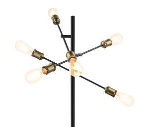 GoodHome Milne Matt Black Antique brass effect Floor lamp