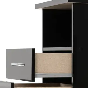 Cascio 2 Drawer Bedside Table Black Gloss