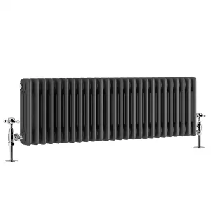 Right Radiators 300x1192 mm Horizontal Traditional 3 Column Cast Iron Style Radiator Anthracite