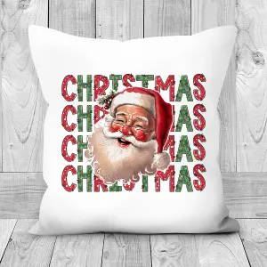 Poly Linen Christmas Cushion Santa Design 45cm x 45cm