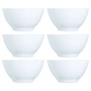 URBNLIVING 500ml White Opal Glass Luminarc Cereal Bowl Set of 6