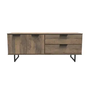 Fuji 2 Drawer 2 Door Wide Sideboard in Vintage Oak (Ready Assembled)