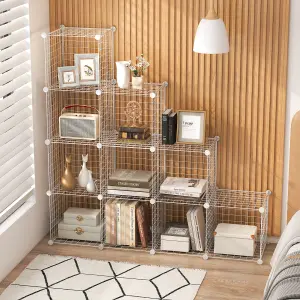 Costway 12 Cube Storage Shelf Rack DIY Wire Grid Bookcase Display Cabinet Organiser