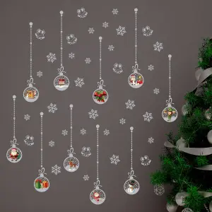 Matt Silver Christmas Ornaments Wall Stickers