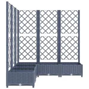 Berkfield Garden Planter with Trellis Dark Grey 120x120x121.5 cm PP