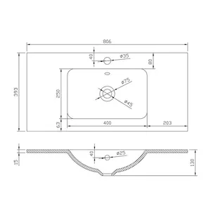 Whitfield 800mm Single Bathroom Vanity with Integrated Glass Basin Gloss White / Ceramic