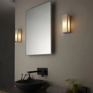 Bathroom Wall Light Fitting - Chrome Plate & Frosted Glass Shade - Single Lamp