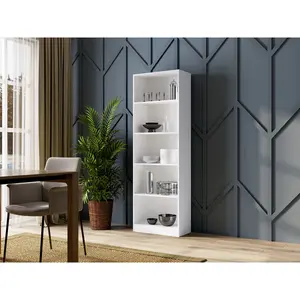 Albee Bookcase White / (5 Shelves) 182cm H x 60cm W x 32cm D