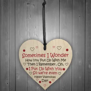 Red Ocean Funny Wooden Heart Gift For Valentines Day Novelty Gift For Boyfriend Girlfriend Gift For Him or Her