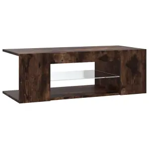 Berkfield TV Cabinet with LED Lights Smoked Oak 90x39x30 cm