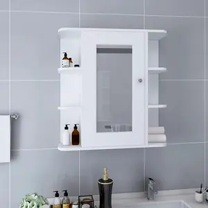 Berkfield Bathroom Mirror Cabinet White 66x17x63 cm MDF