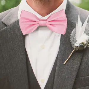 Baby Pink Satin Polyester Bow Tie for Casual & Formal Wear, Wedding Party Accessory