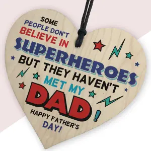 Red Ocean Dad Gifts From Daughter Son Wood Heart Fathers Day Gift For Dad Superhero Sign My Superhero Novelty Dad Gifts