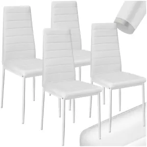 Dining Chairs - high backrest, padded, synthetic leather  - white