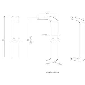 Round D Bar Pull Handle 22mm Dia 450mm Fixing Centres Satin Stainless Steel