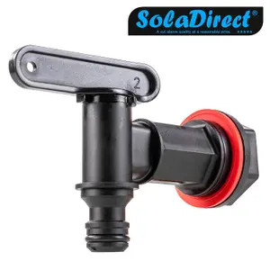 3/4" BSPM Faucet Tap with Valve for Buckets Water Tank Butt Bucket Garden (Black, Big)