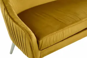 Interiors by Premier Luxurious Mustard Velvet Sofa For Sitting Areas, Spacious 2 Seater Sofa , Mid-century Sofa For  Bedrooms