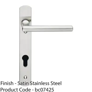 Multi-Point Locking Door Handle - 92mm EURO PROFILE - Slim Bar Lever Satin Steel