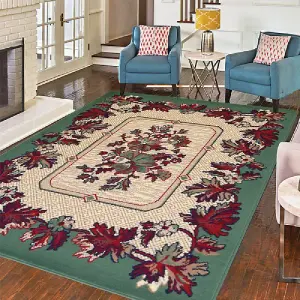 Green Traditional Tehran Rug - Texas