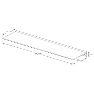 AVF 100cm Floating Glass Shelf - Black