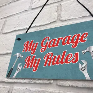 Red Ocean Garage Sign Man Cave Sign Shed Door Wall Hanging Plaque Gifts For Dad Grandad