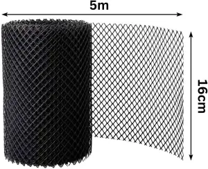 Universal 5m Rolls of 16cm Black Guttering Mesh Guard Gutter Cover Pest Control