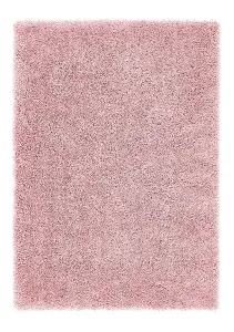 Rose Polyester Plain Modern Luxurious Shaggy Handmade Rug for Living Room and Bedroom-133cm X 133cm