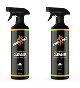 Emberzz - Stove Glass Cleaner - Dissolves Soot, Grease and Tar - For Wood, Log Burner - (2 x 500ml)