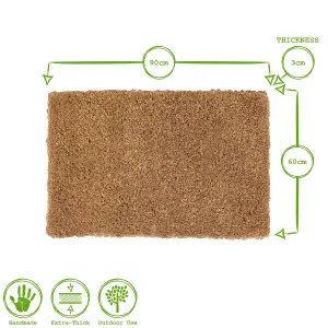 Nicola Spring Premium Handmade Coir Door Mats - 90cm x 60cm - Pack of 2