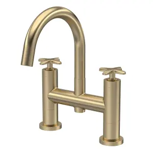 Connect Bath Filler Tap with Crosshead Handles - Brushed Brass - Balterley